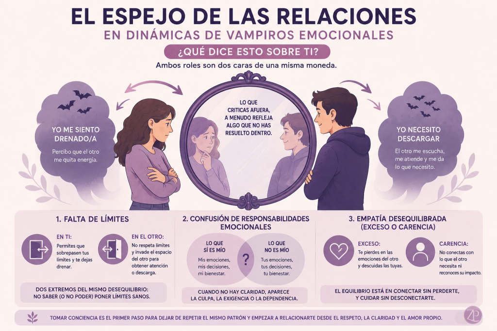 Vampiros emocionales: el espejo de las relaciones. Zona Positiva. Método Raíz. Tarot evolutivo.